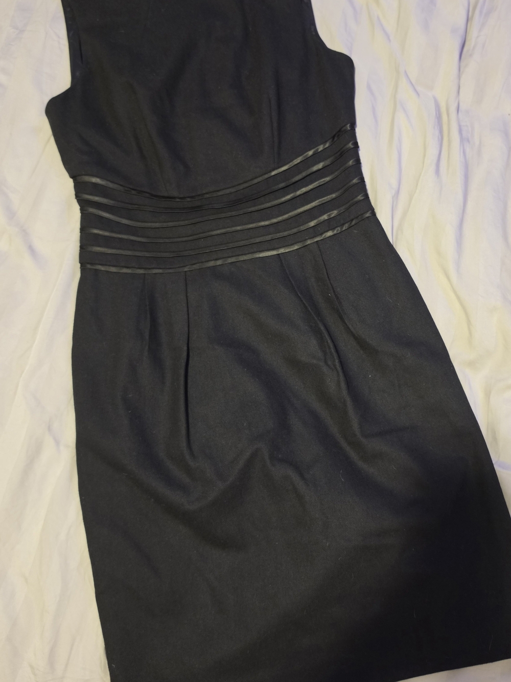 Banana Republic Classic Black Wool Sleeveless Sheath Dress with Waistband Detail